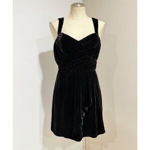 Express Women's Back Velvet Silk Ruffle Babydoll Faux Wrap Party Dress Size 8